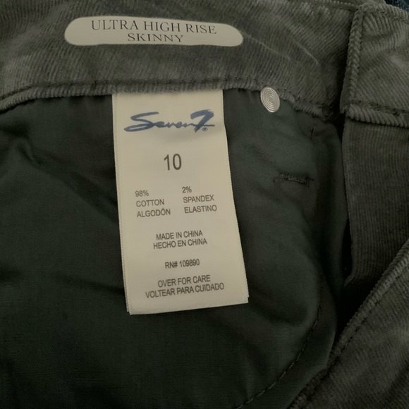 Seven7 Corduroy Pants Grey Ultra High Rise Skinny 10 - Picture 5 of 8